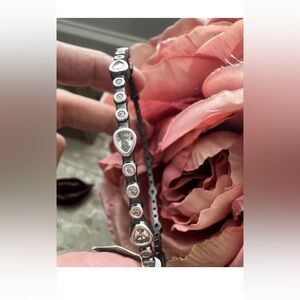 NWT freida rothman sterling silver black rhodium plated slip on bangle bracelet